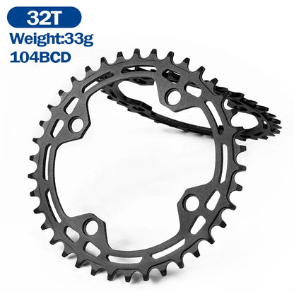 High-strength aluminum alloy mountain bike 104BCD tooth plate 32T/34T/36T/38T MTB bicycle crank parts