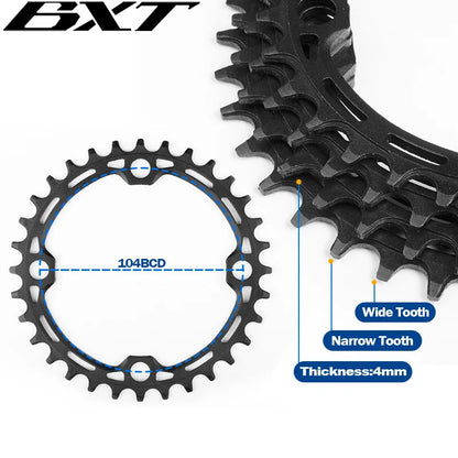 High-strength aluminum alloy mountain bike 104BCD tooth plate 32T/34T/36T/38T MTB bicycle crank parts