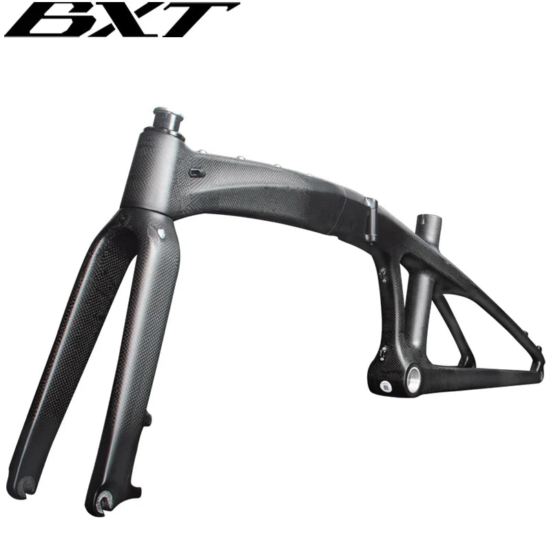 BXT Lightweight Carbon Fiber Folding Bike Frame, Bicycle Frameset, 20 Inch Disc Brake, BSA, 1-1/8 or 1-1/2 with Front Fork BXT