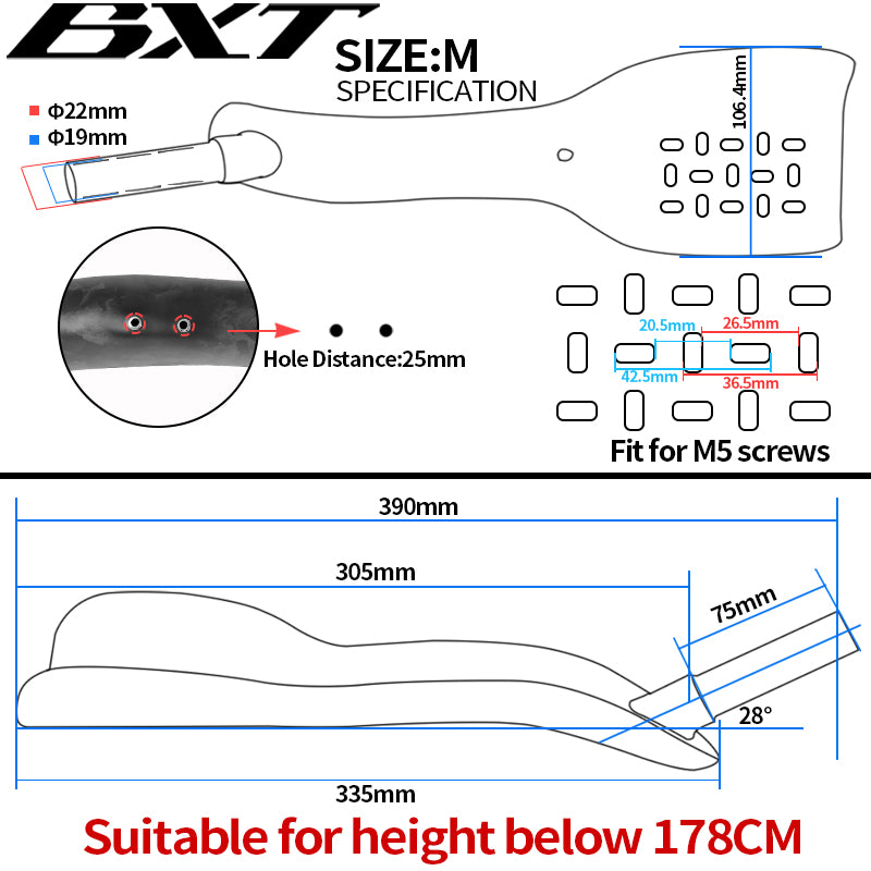 BXT Triathlon TT Handlebar Aero Handlebar Integrated Carbon For TT Bike Time Trial Handlebar TT Bar