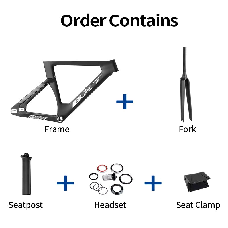 BXT-Track-045 Carbon Track Frame Carbon BSA Fiber Racing Tracking Bike Frameset Fixed Gear Bike Frame 120x9mm Rear Tail Hook Custom Color Available