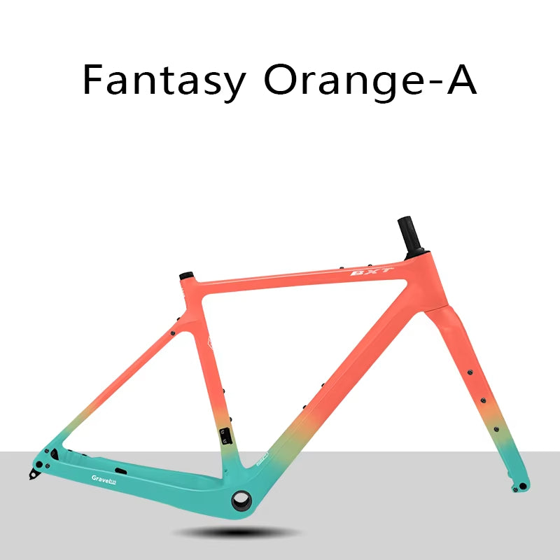 BXT Carbon Gravel Bike Frame Fully Hidden Cable Carbon Frame Fork Thru Axle Gravel Disc Brake Carbon MTB Road Bicycle Frame 27.5er