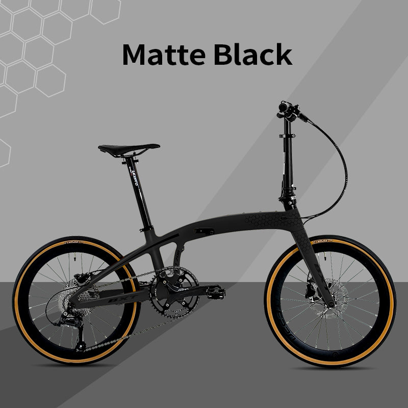 BXT Full Carbon Folding Bike 20 Inch Foldable Bike 9-Speed Disc Brake Carbon Folding Bicycle