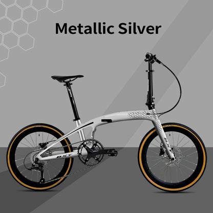 BXT New Carbon Folding Bike 20 Inch Foldable Bike Shimano 105 R3000 9-Speed Disc Brake Bicycle Student Adult Cycling Folding Mountain Bike