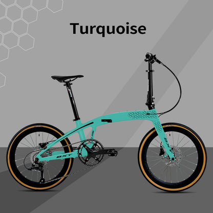 BXT New Carbon Folding Bike 20 Inch Foldable Bike Shimano 105 R3000 9-Speed Disc Brake Bicycle Student Adult Cycling Folding Mountain Bike