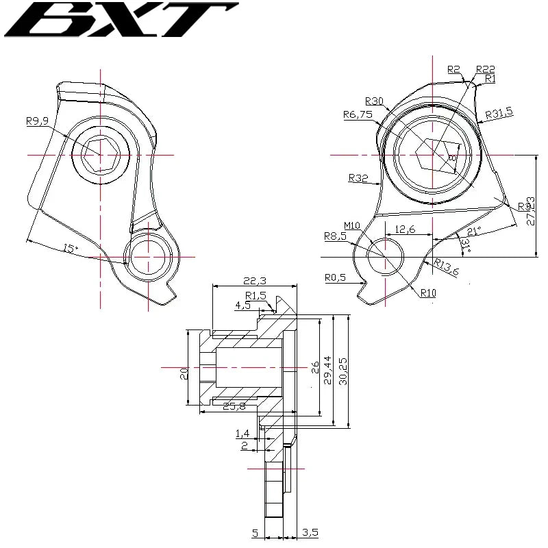 UDH rear derailleur hook bicycle frame 1.0/1.5/1.75 pitch hanger cycling through axle rear hook parts for mountain road bikes