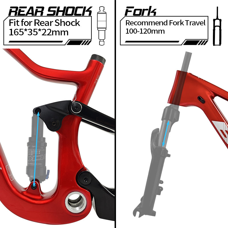 BXT Full Suspension Carbon Frames 24er Mountain Children Bicycle Bike Frame Thru Axle