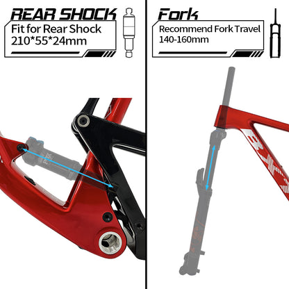 BXT Newset Travel 150mm UHD Rear hanger Carbon Suspension Frames All Mountain Full Carbon VPP MTB Frame  29er Boost 148x12mm