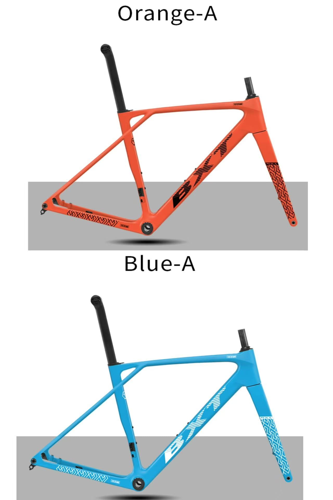 BXT New Ultralight 900g Carbon Road Bike Frameset with Disc Brakes, Flat-Mounted Disc Brake, 700x32C Semi-Hidden External Wiring