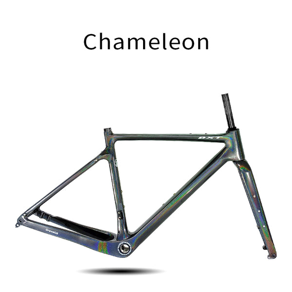 BXT Carbon Gravel Rahmen 700C Vollständig versteckte Züge Carbonrahmen Steckachse Scheibenbremse MTB Straßenfahrradrahmen 27,5er Chamäleon-Farbe