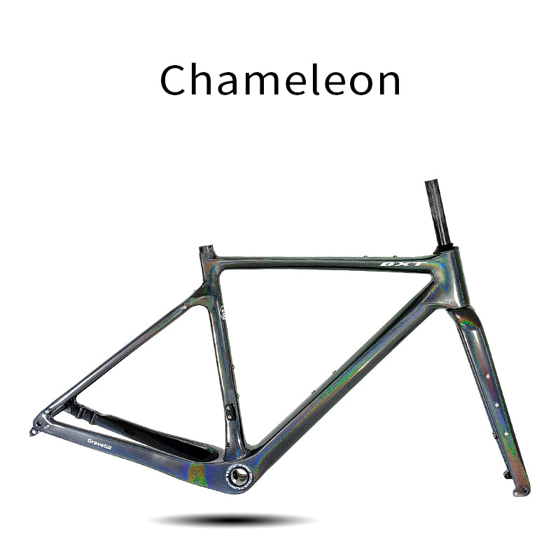 BXT Carbon Gravel Frame 700C Fully Hidden Cable Carbon Frame Thru Axle Disc Brake MTB Road Bicycle Frame 27.5er Chameleon color