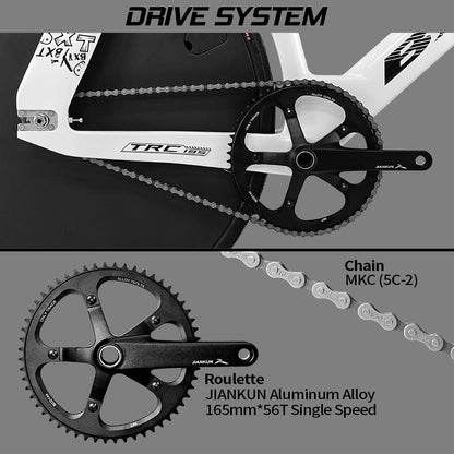 BXT -TRC-195 Carbon Fiber Fixed Gear Bike, Single Speed Track Fixie Bicycle Carbon Frameset Carbon Fork and Seatpost Track Bicycle Track carbon fiber wheels