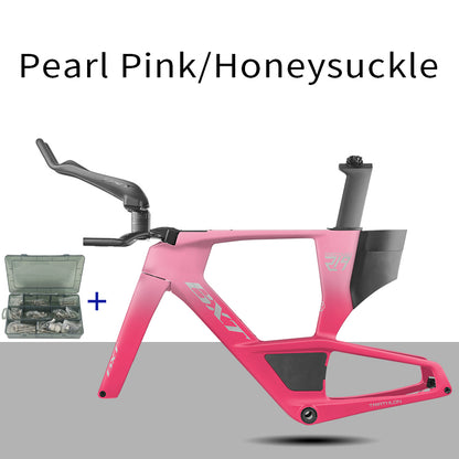 BXT 2026 New Carbon Fiber Triathlon Bike Frame Set with TT Handlebars, TT Track Aerial Handlebars, and Bicyele Disc Brakes.