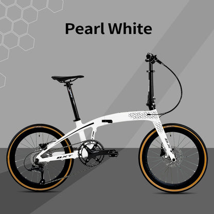 BXT Full Carbon Folding Bike 20 Inch Foldable Bike 9-Speed Disc Brake Carbon Folding Bicycle